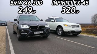 ГОНКА. INFINITI FX45 vs BMW X6 3.0D. TIGUAN 2.0T vs AUDI Q7 3.0 TDI. CAMRY 3.5 ГОНКА.