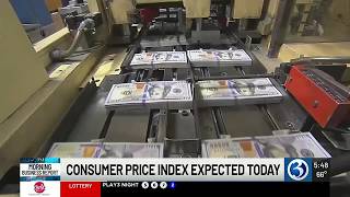 MORNING BUSINESS REPORT Inflation report expected today credit card debt climbing