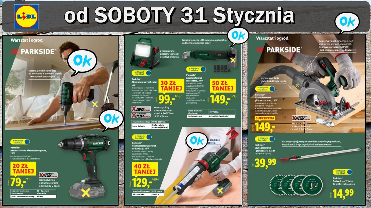 Nowy KATALOG z Lidla z narzędziami Parkside, wiertarka, grzechotka, pilnik, wyciskacz do sylikonu