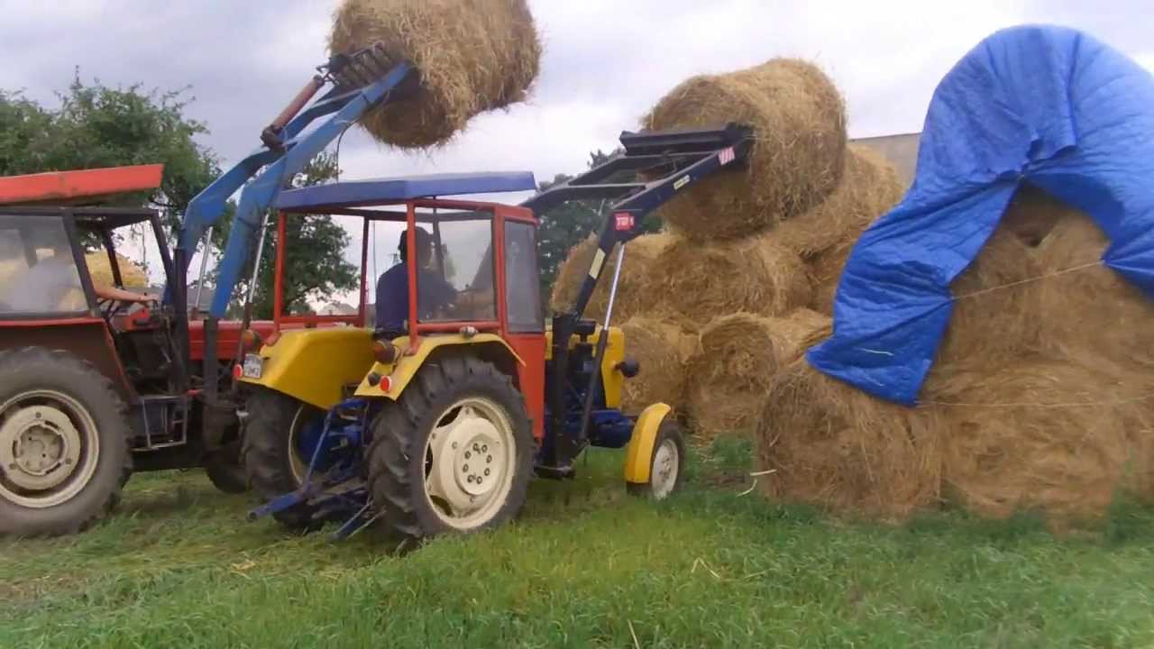 Żniwa 2013 cz.2. Prasowanie i zwożenie Ursusy C-330 i C-360 + MF 255