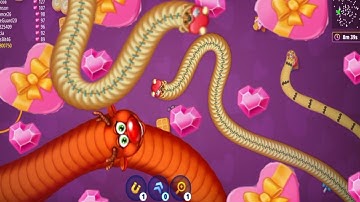 🌹WormsZone.io - Hungry Snake for Earthworms New Update Velentine day special gameplay//Snake Battle.