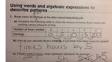 Using words and algebraic expressions to describe patterns