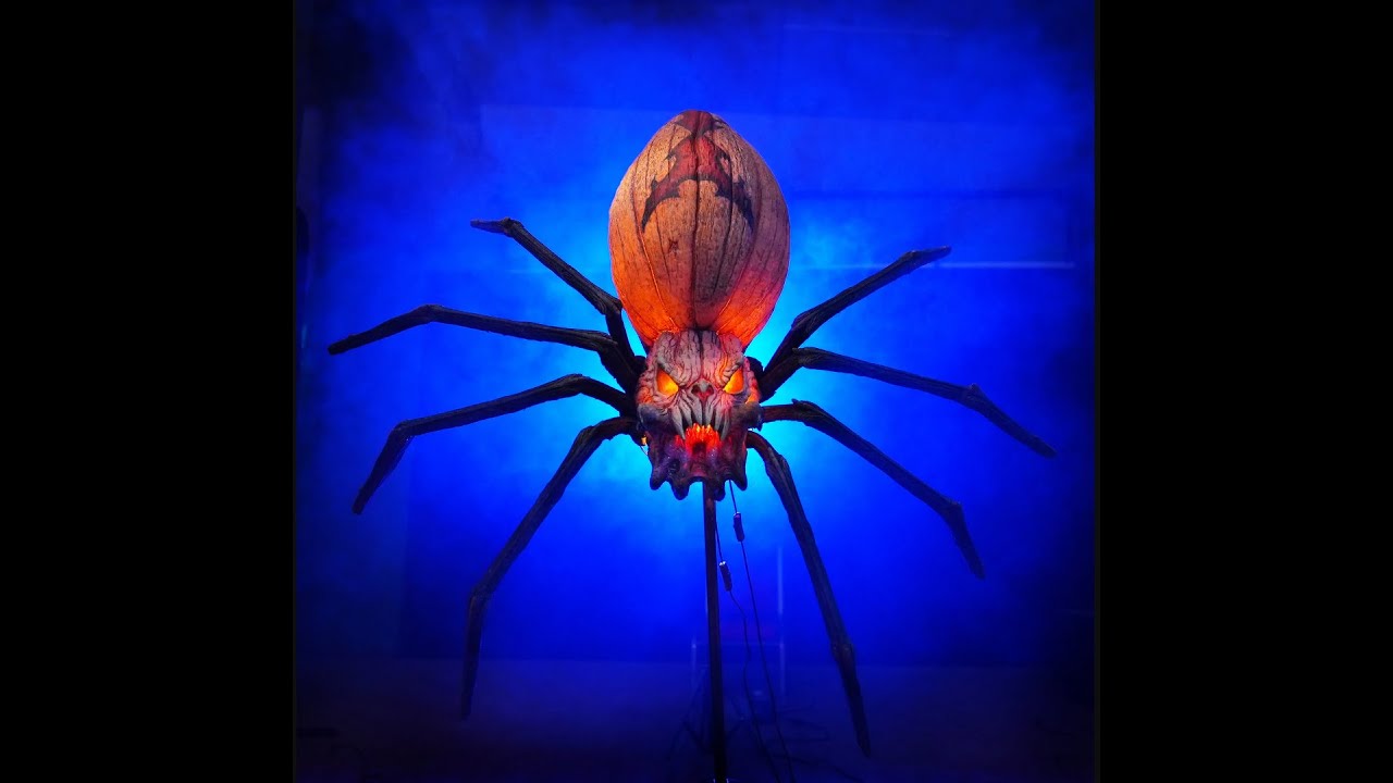 5' Giant Animated Huge Jack Widow Spider Pumpkin Glowing Jack-O-Lantern ...