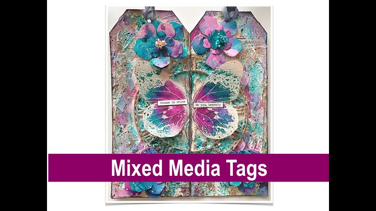 Mixed Media Tag Tutorial - Lindy's Gang Sprays, Flower making - YouTube