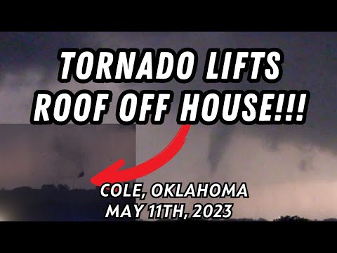 Witness Tornado Lift Roof into Air!! :Cole, Oklahoma [4K]