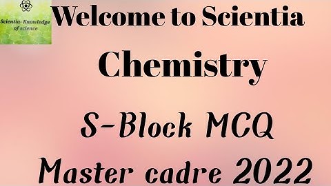 ||Chemistry||S-Block||MCQ||Master cadre 2022||