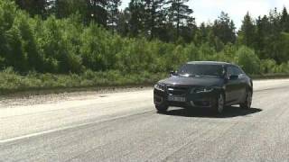 New Saab 9-5 on a Swedish test track