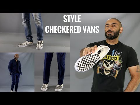 mens checkered vans slip ons