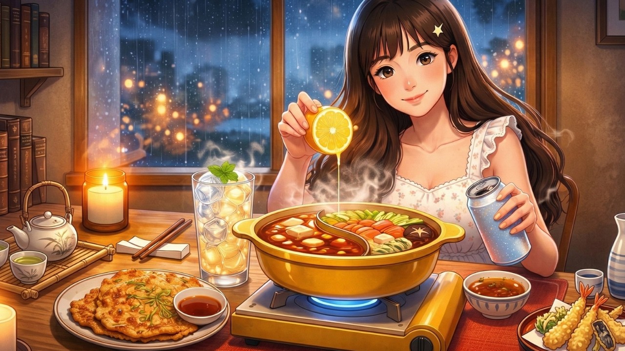 Rainy Weekend Dinner ASMR 🌧️ | Ghibli-style Cozy Cooking (No Talking)