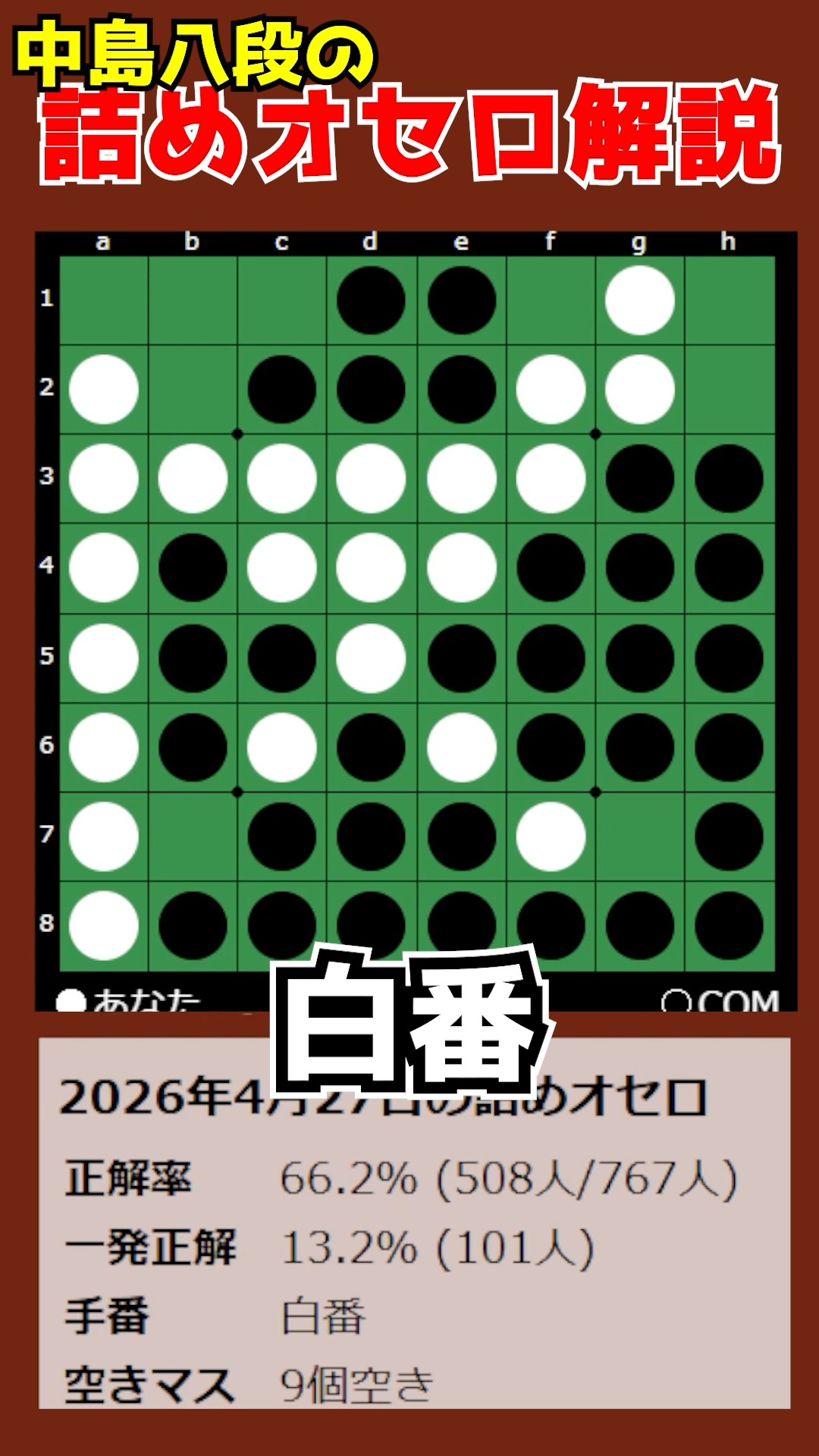 Commentary on Othello problems by Nakajima 8-dan 2026/04/27