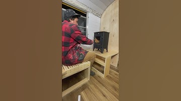 Tiny Wood Stove Stand In Our Bus #shorts #skoolie #skoolieconversion #tinywoodstove