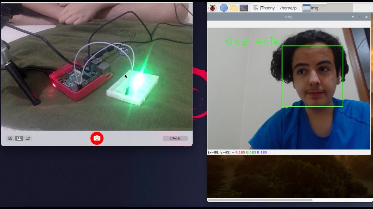 Raspberry pi ve Python ile Göz Kırparak Led Yakmak - YouTube