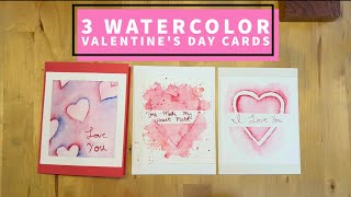 3 Easy Watercolor Valentine's Day Cards! (BEGINNER FRIENDLY)