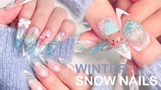 키치 vs 심플 겨울네일🐻❄ 입체곰이랑 스노우볼 만들기! 셀프네일 / 네일아트 / ASMR screenshot 5