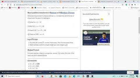 CodeChef Starters 7 | Chess Format | CHSFORMT| AC Solution