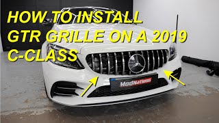 HOW TO INSTALL GTR GRILL ON 2016+ MERCEDES C CLASS W205 C205 FACE LIFT AND PRE FACELIFT
