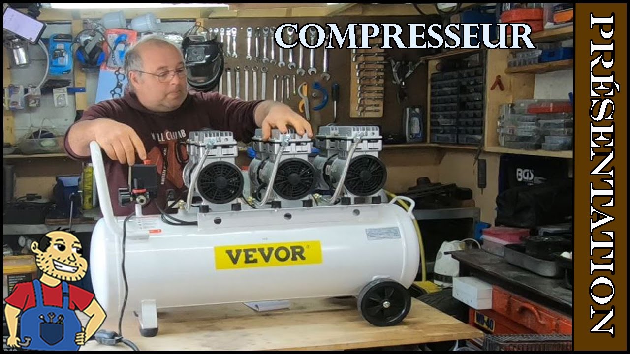 VEVOR Compresseur d'air Silencieux Sans Huile 50L, Compresseur à Air  Horizontal Ultra Silencieux Moteur en Cuivre, pour la Réparation à  Domicile/le