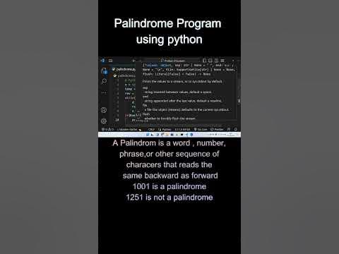 Python Program to Check a Number is Palindrome or Not - YouTube