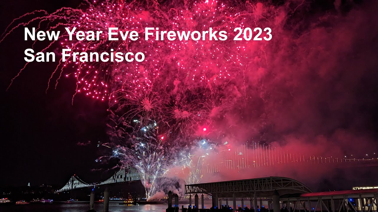 [4k] New Year Fireworks 2023 in San Francisco - New year's eve 2023 | HDR Walk - California, USA