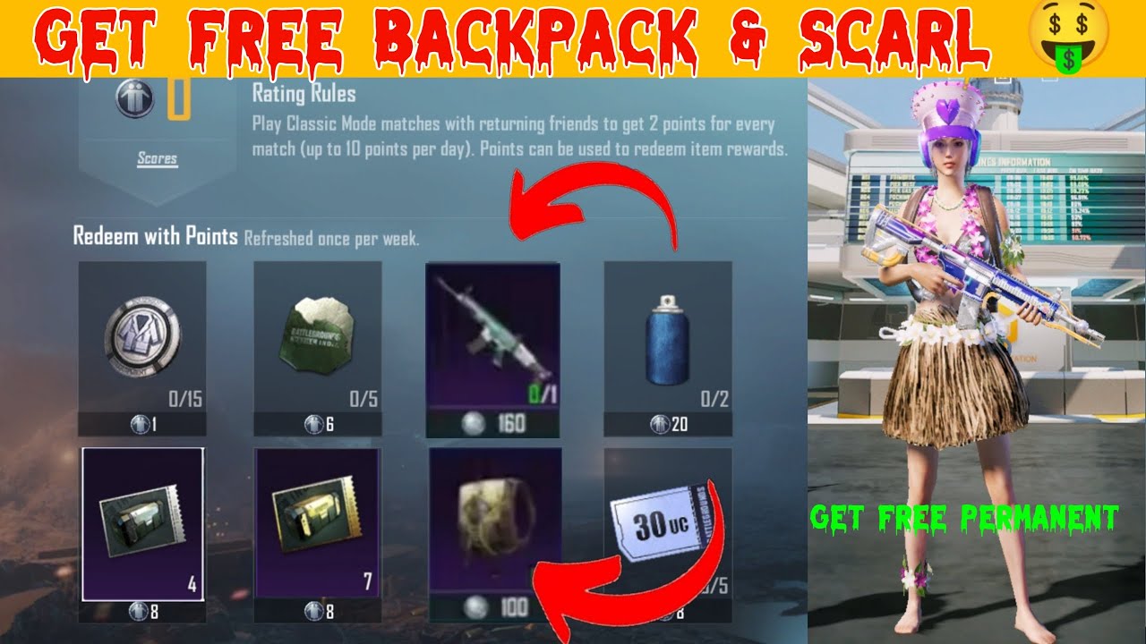 permanent scarl for free in pubg || BGMI get free backpack & scarl || caring friends new event