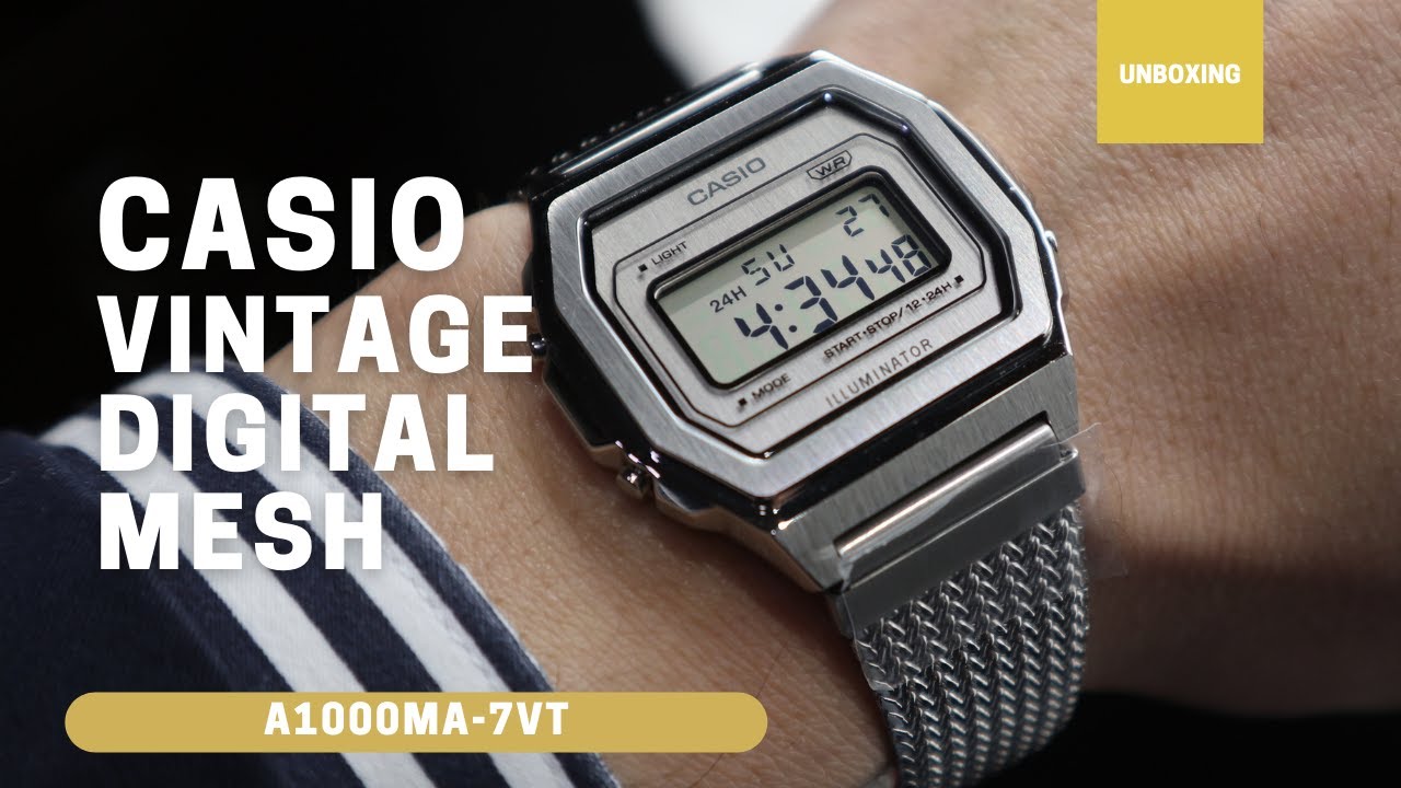 Citron subtropisk Sult Unboxing Casio Vintage Digital Mesh Watch A1000MA-7VT - YouTube