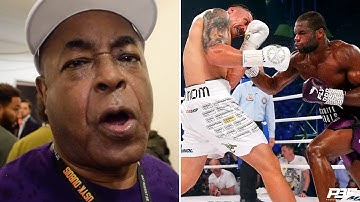 DANIEL DUBOIS COACH JAMES ALI BASHIR UNHAPPY WITH REFEREE AFTER LOW BLOW TO OLEKSANDR USYK
