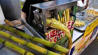 Sugar Cane & Coconut Cutting by a Vietnamese Lady | Korean Street Food