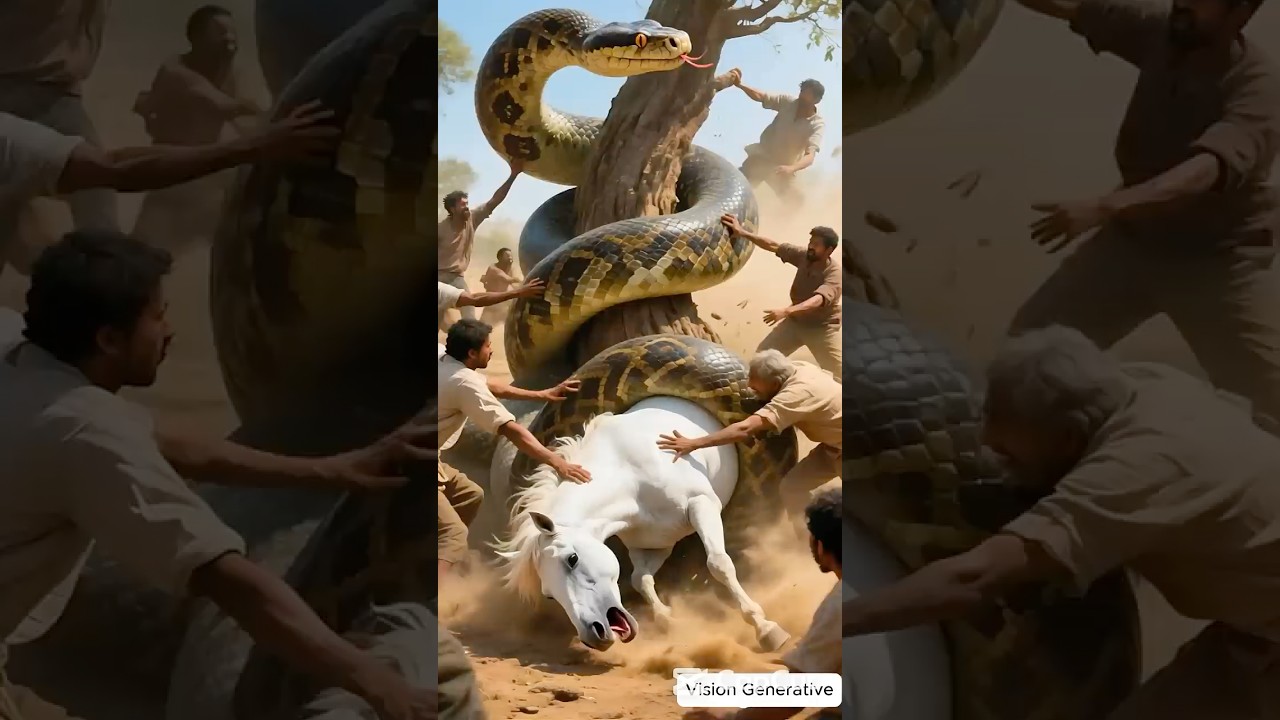 EPIC RESCUE! Giant Snake vs. White Horse - Extreme Battle in Ultra-Realistic 4K 