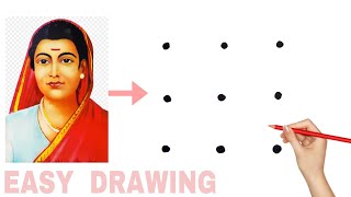 3X3 dots turns into Savitribai Phule drawing // Easy Savitribai Phule Drawing