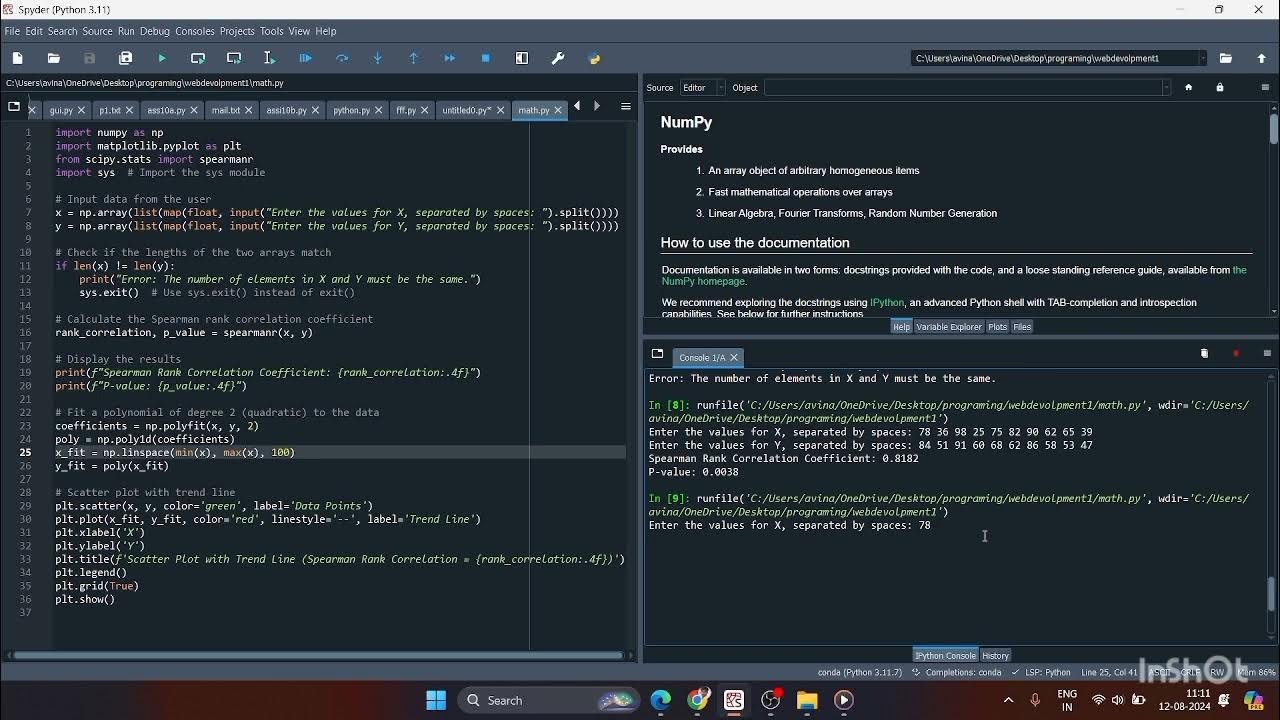 Rank correlation coefficient using python - YouTube