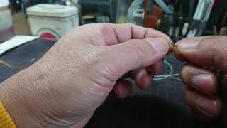 レザークラフト 針と糸を固定?