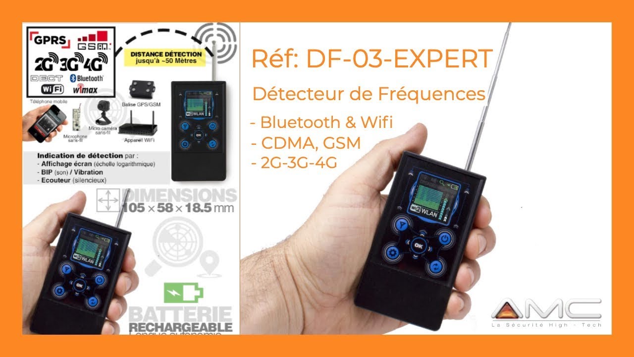 Détecteur de fréquences GSM 2G 3G 4G, Wi-Fi, Bluetooth, DECT  avec écran OLED