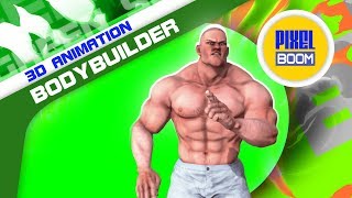 Green Screen Bodybuilder Facial Expressions - 3D Animation Pixelboom