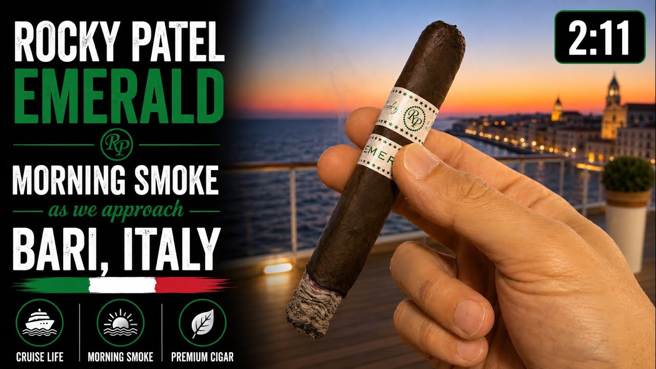 ASMR Morning Smoke Bari, Italy | Rocky Patel Emerald (4K)