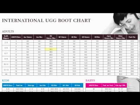 ugg slipper size chart