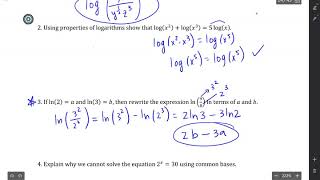 Algebra 2   Unit #6 Lessson #4 Homework