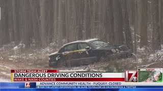 Dangerous driving conditions in central North Carolina