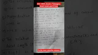 SSC part B Physical science 2026 key/ Telangana board exam question paper part B answers
