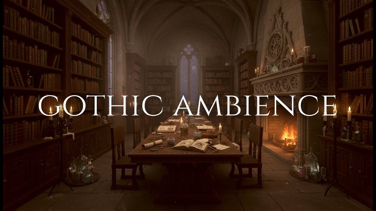Cozy Gothic Fireplace Ambience Study & Sleep (4K)