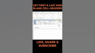 #shorts | Get First and Last Non-Blank Cells Headers in Excel