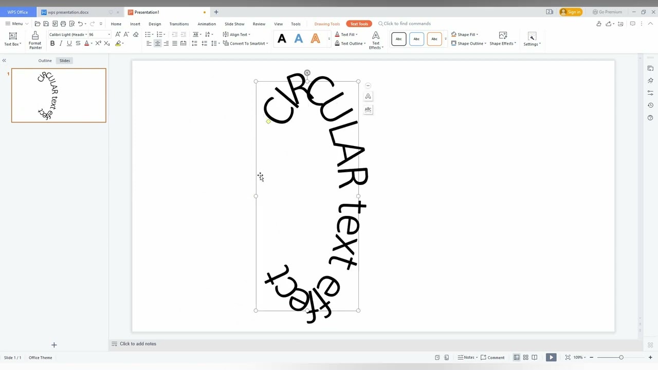 How to create circular text in wps presentation