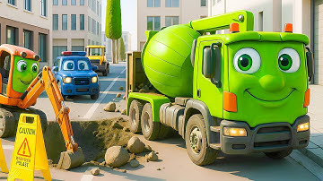 🚧 Emergency on the Road! Excavator & Cement Mixer Fix a Big Problem | Emergency Vehicles 3D