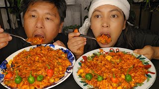 Spicy Gilo Chatpate/Husband Wife Wife Mukbang/Home Made Gilo Chatpate/Nepali Mukbang.