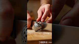 ASMR Satisfying metal strawberry cutting| #ASMR #shorts #satisfying #MrBeast #visiontales