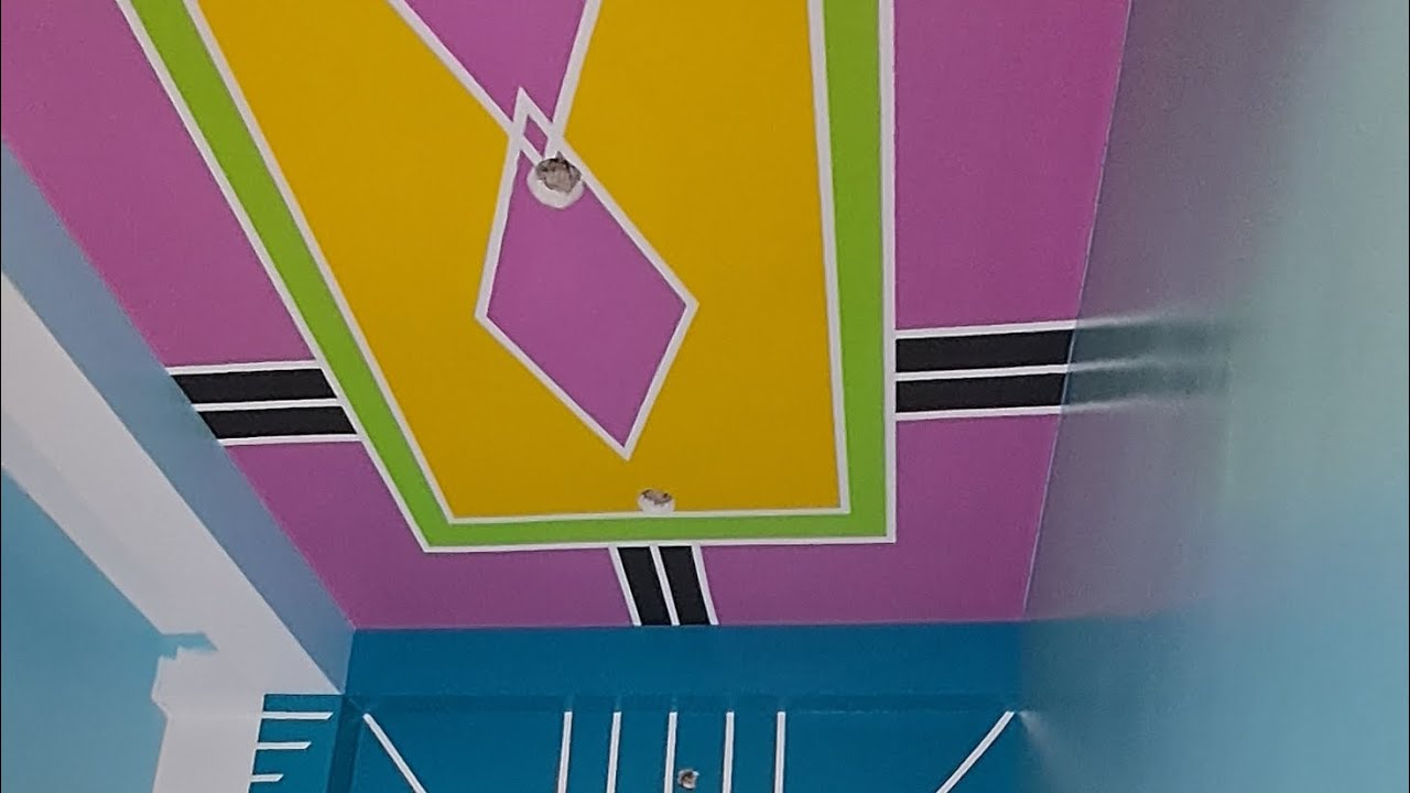 Masking Tape Desing Ceiling & Wall | Bedroom Painting Desing ...