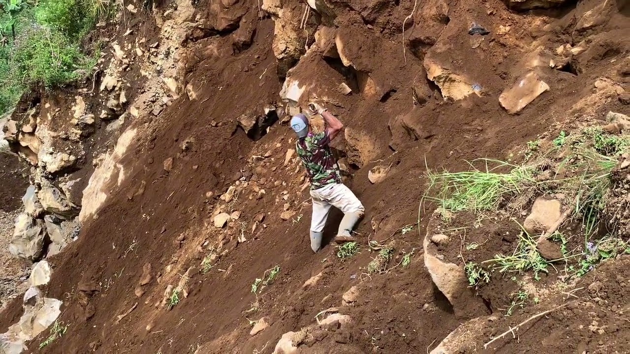 giant rock hit until it shattered into pieces
