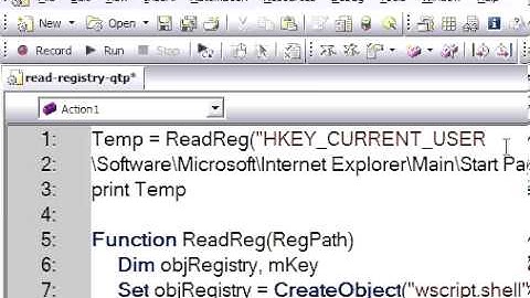 How to read registry key in qtp