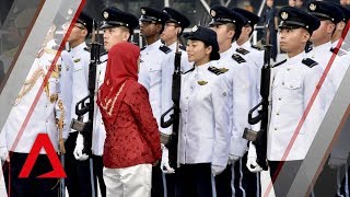 NDP 2018: President Halimah Yacob inspects guard of honour