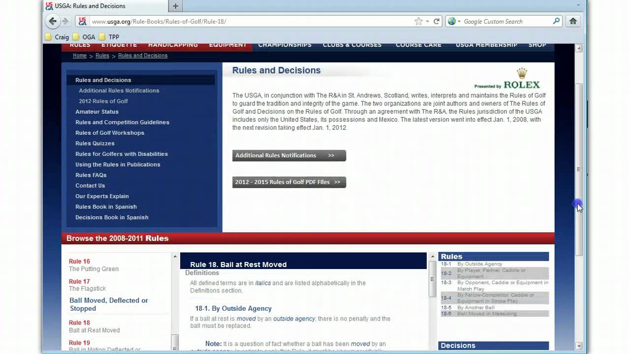 Usga Rules Book Usga Rules Book