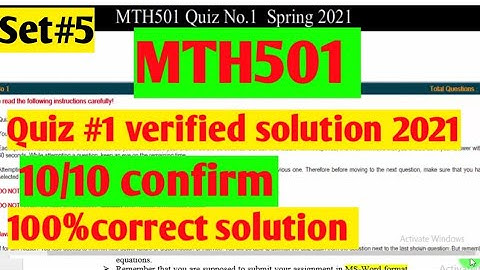 MTH501:Quiz 1 verified solution 2021||100 %correct solution ||set-5|| Maths by Zahfran